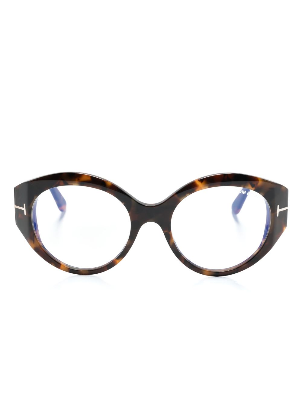 TOM FORD Eyewear 玳瑁纹椭圆形框太阳眼镜 - 褐色