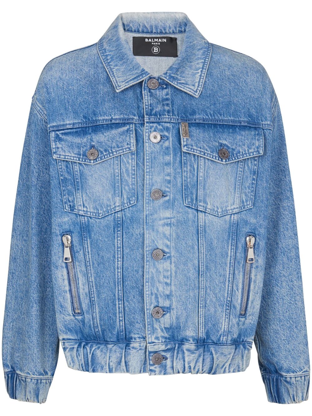 Balmain 70年代风标贴牛仔夹克 - 蓝色