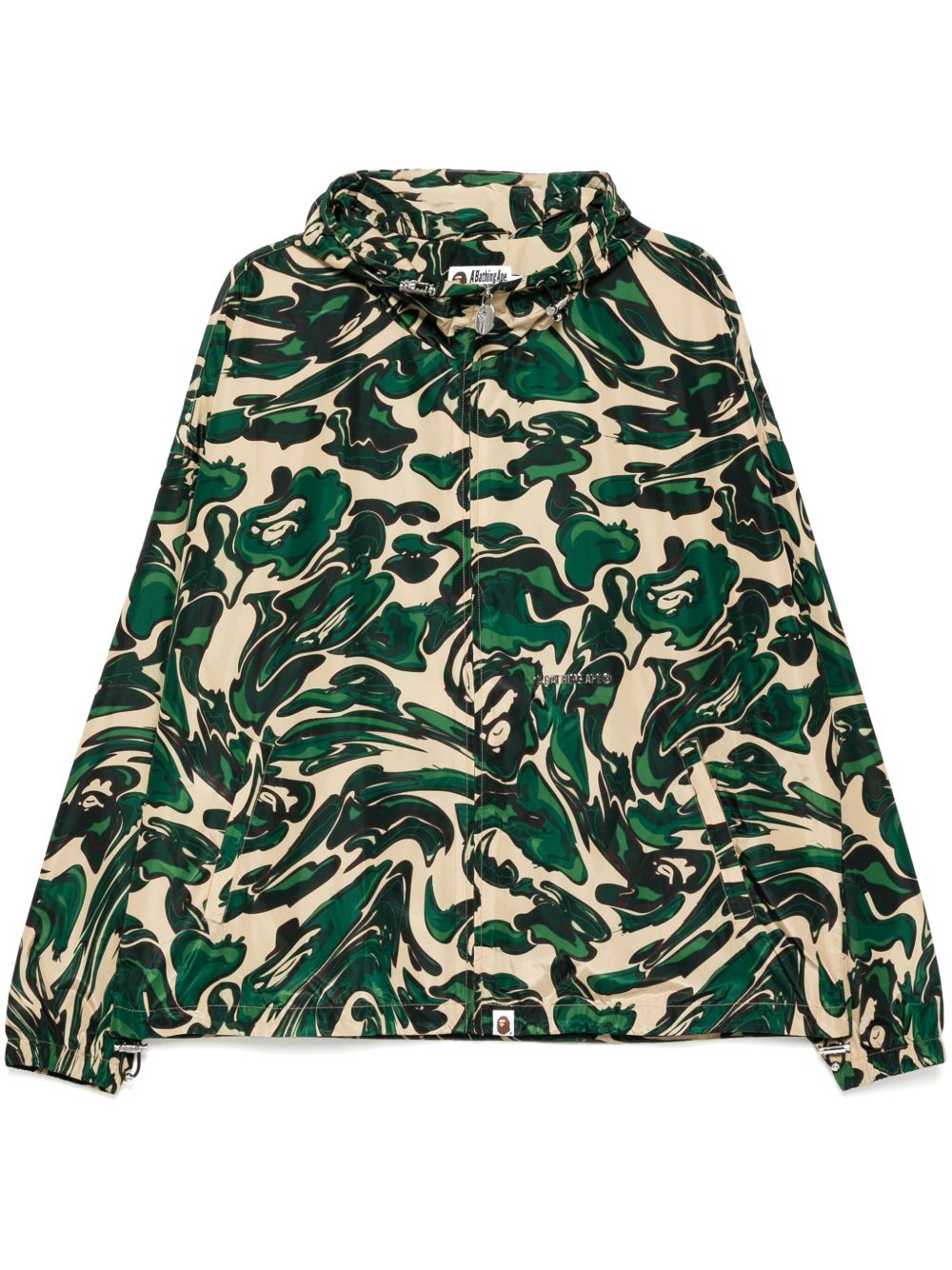 A BATHING APE® 大理石纹迷彩连帽夹克 - 绿色