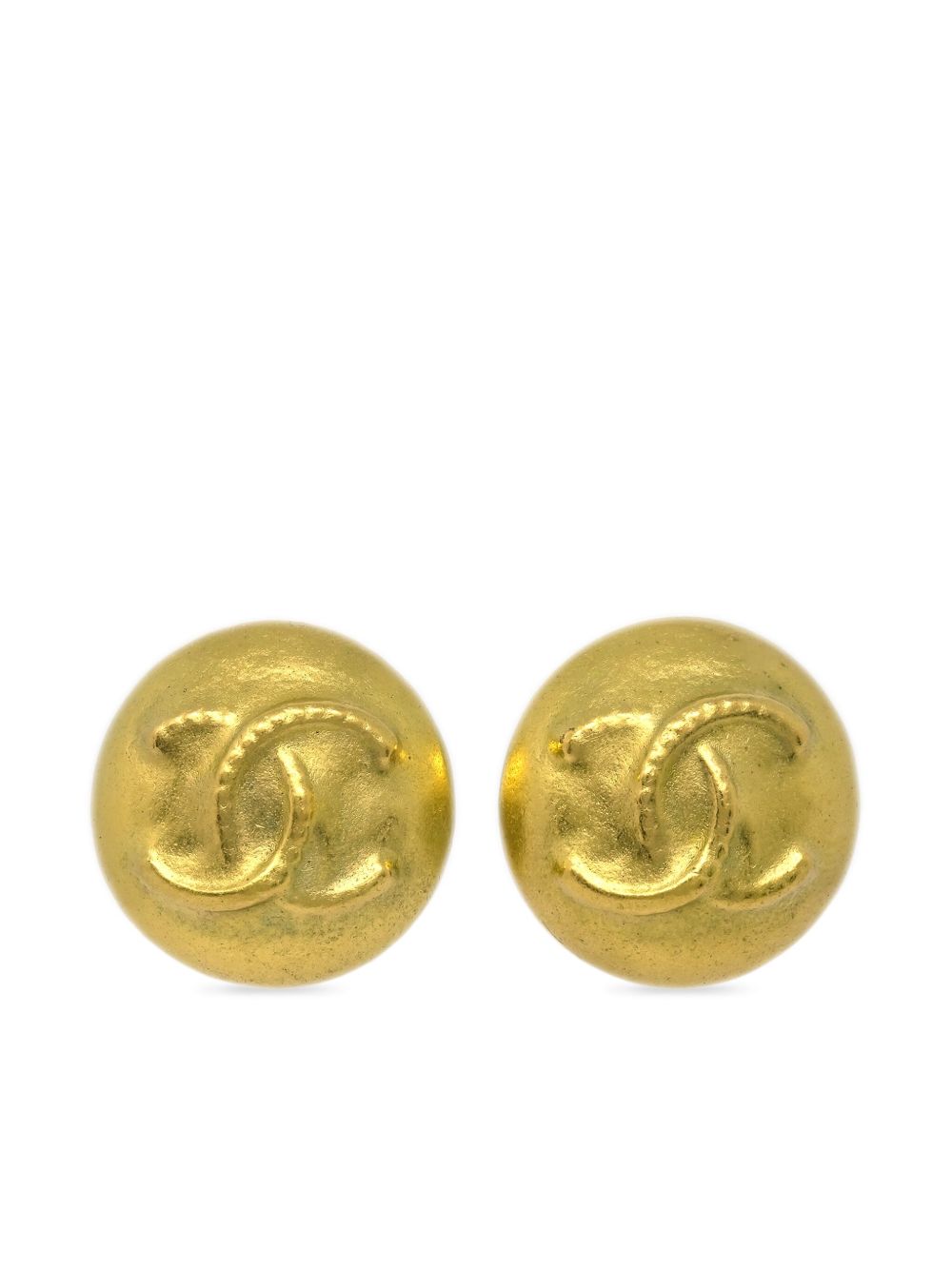 CHANEL Pre-Owned CC 纽扣夹扣式耳环（1995年典藏款） - 金色