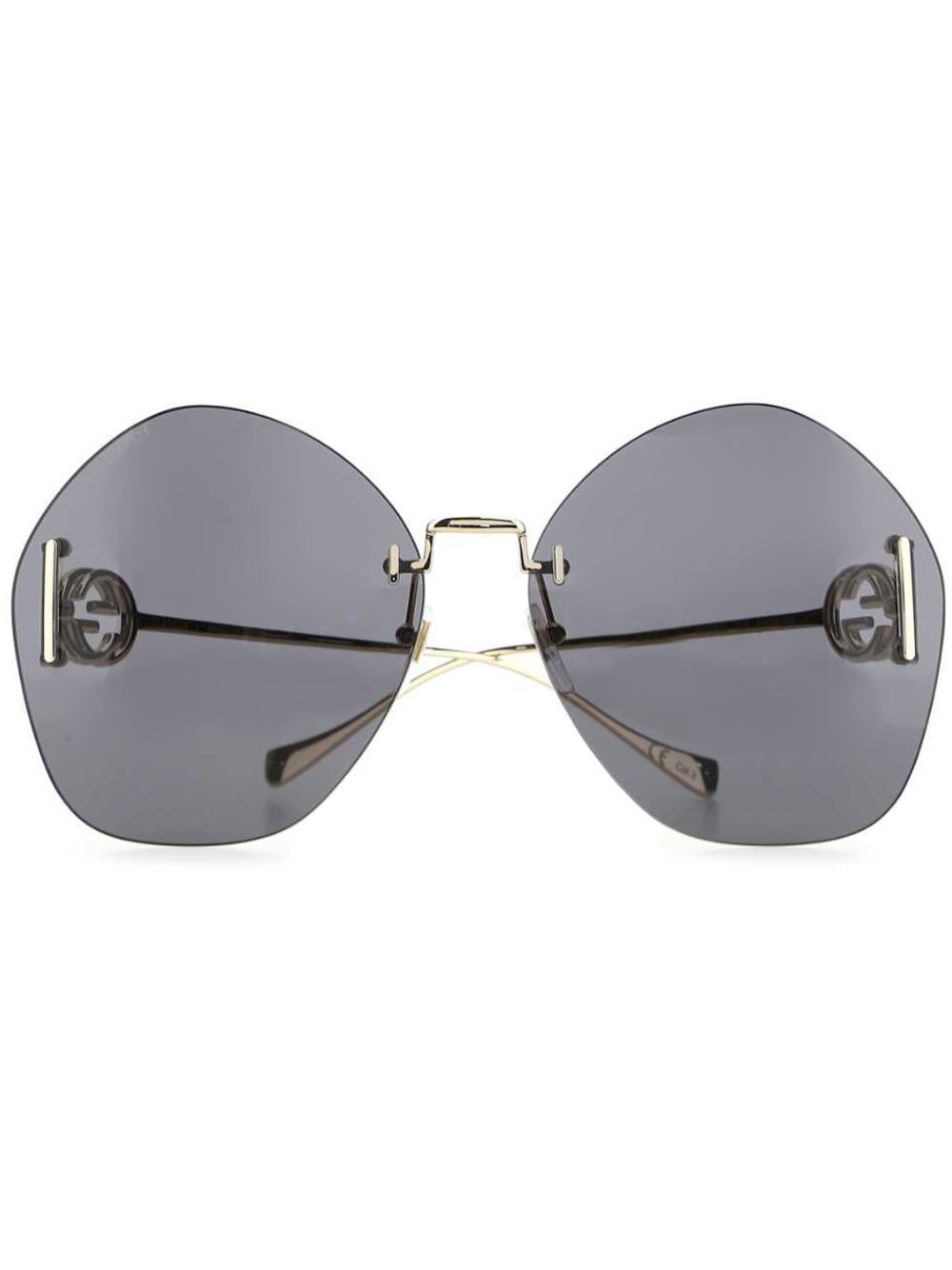 Gucci Eyewear 超大框太阳眼镜 - 金色