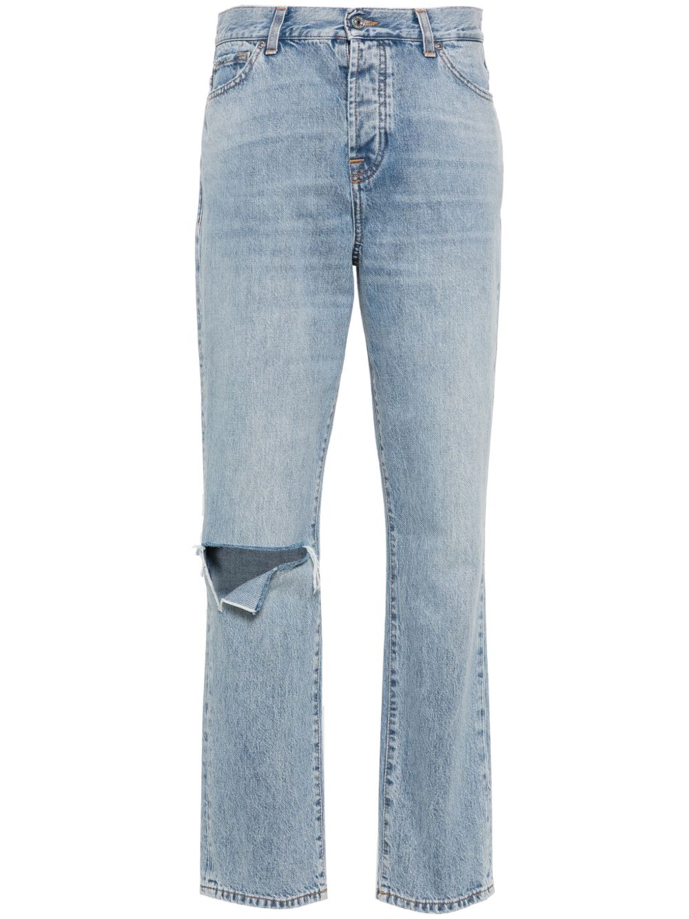 7 For All Mankind x Chiara Biasi 低腰直筒牛仔裤 - 蓝色