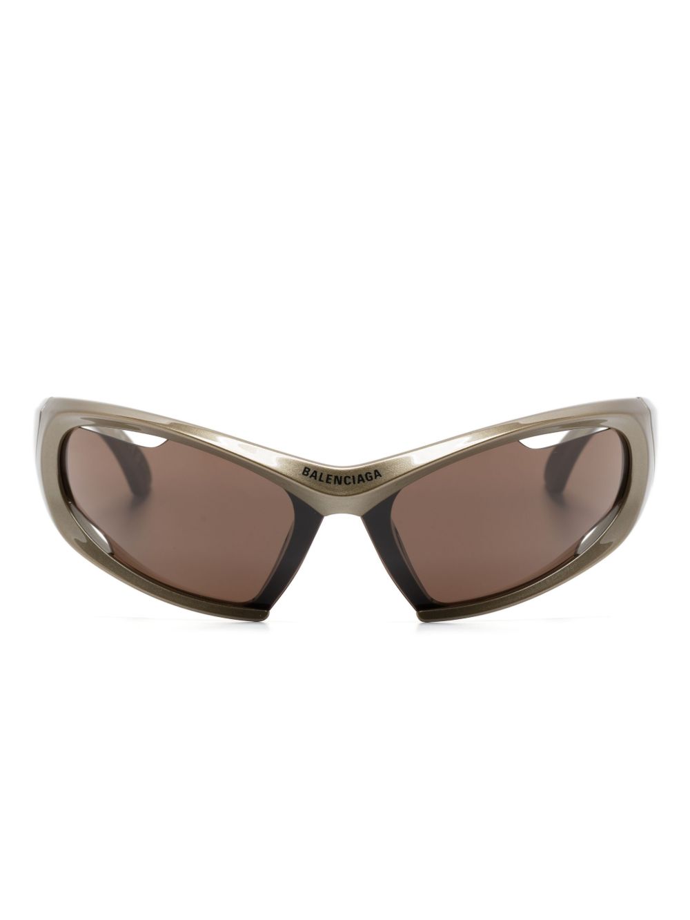 Balenciaga Eyewear Dynamo 超大框太阳眼镜 - 金色