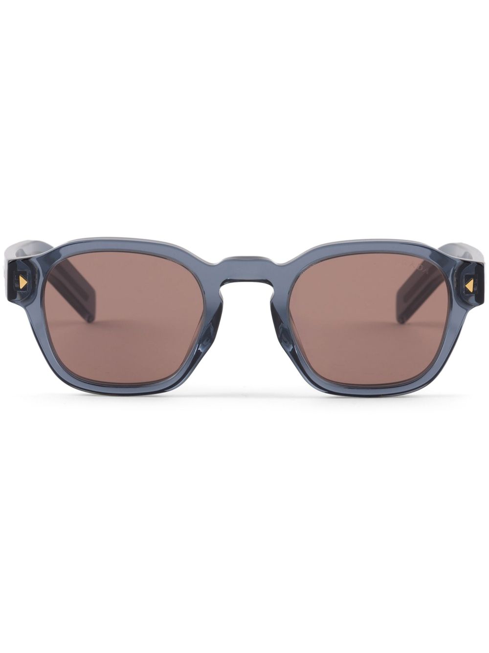 Prada Eyewear logo条纹镜腿方框太阳眼镜 - 蓝色
