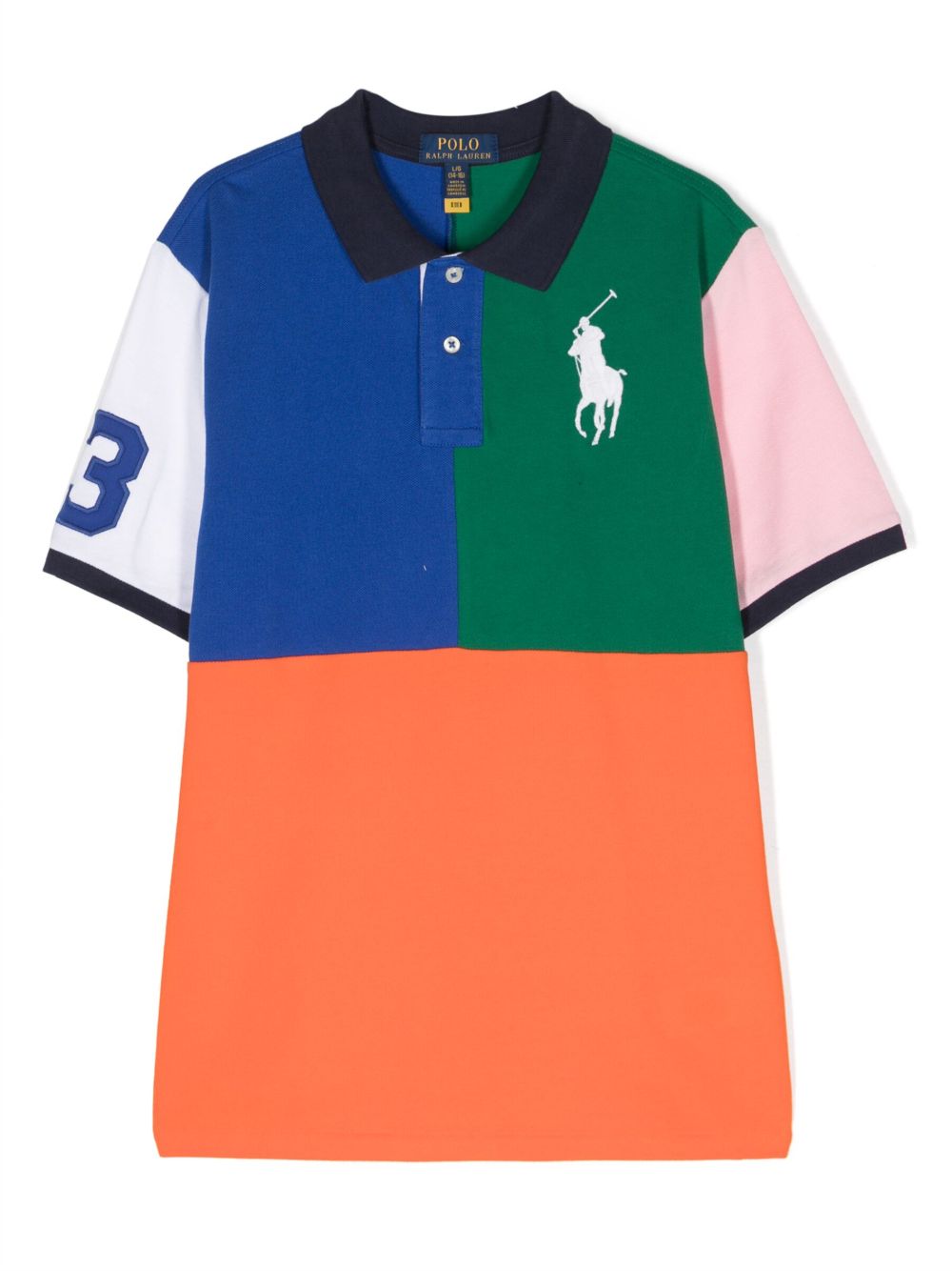 POLO RALPH LAUREN KIDS 拼色棉polo衫 - 蓝色