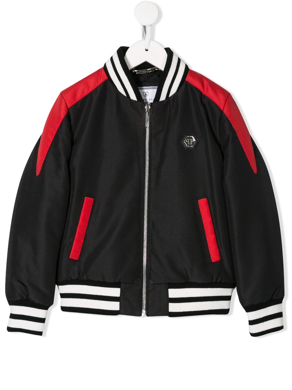 Philipp Plein Junior Rock logo飞行员夹克 - 黑色