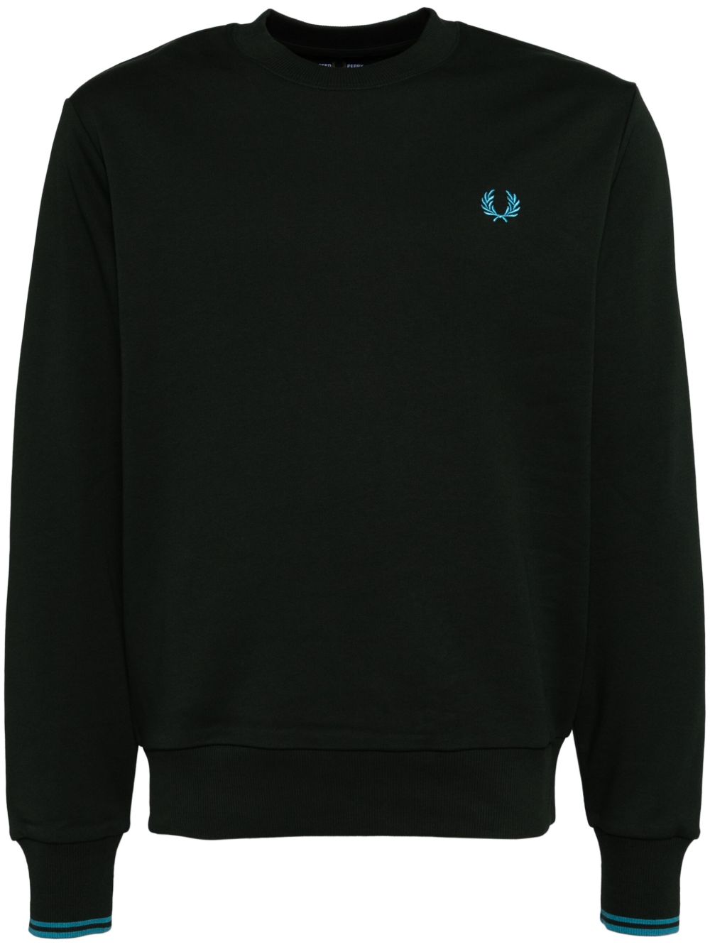 Fred Perry logo刺绣棉卫衣 - 绿色