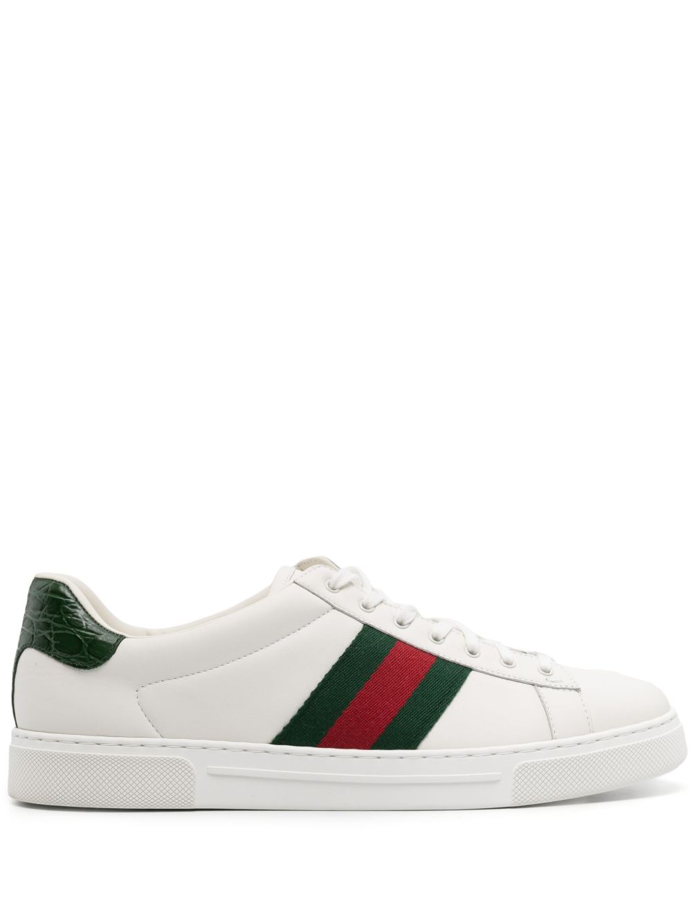 Gucci Ace 皮质运动鞋 - 白色