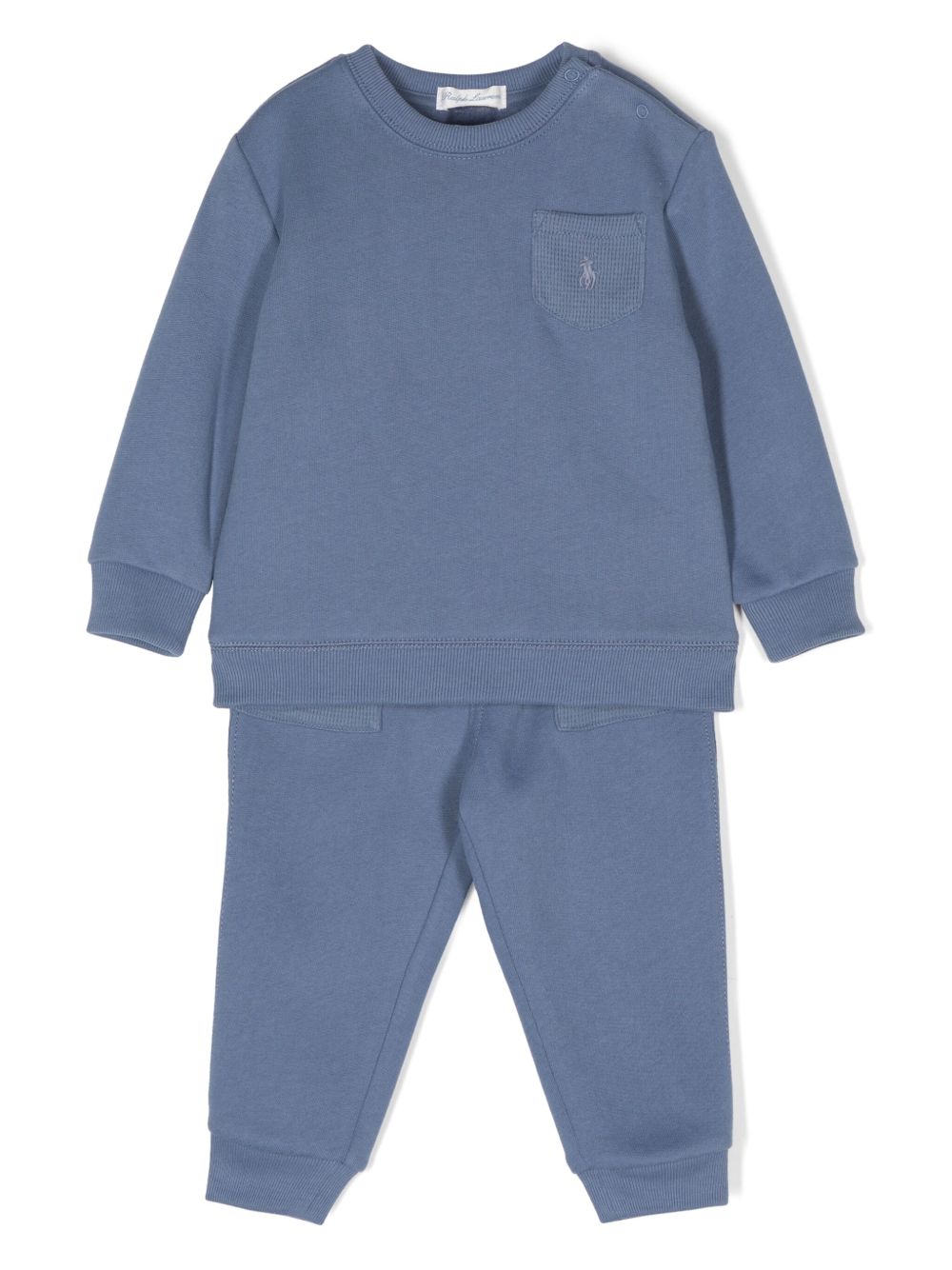 POLO RALPH LAUREN KIDS 华夫格边饰运动套装 - 蓝色