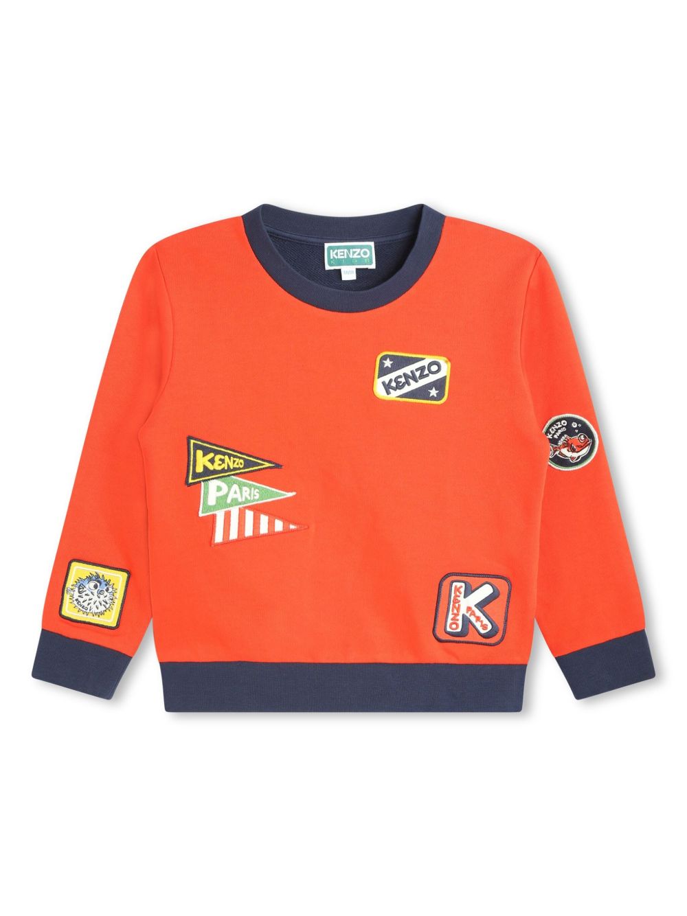 Kenzo Kids logo印花棉质混纺卫衣 - 红色