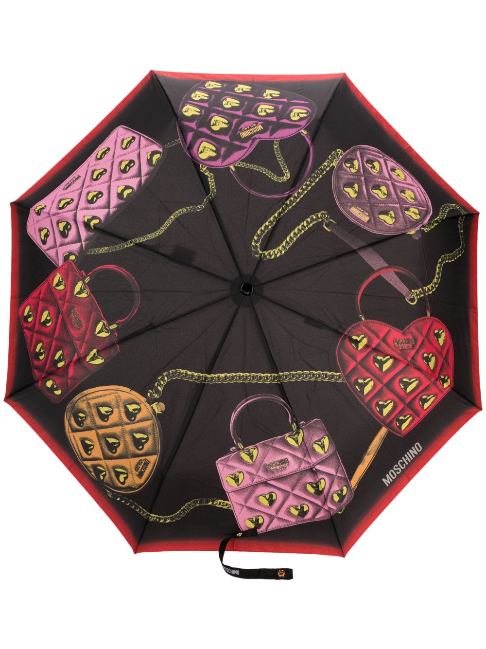 Moschino 插画印花折叠伞 - 黑色