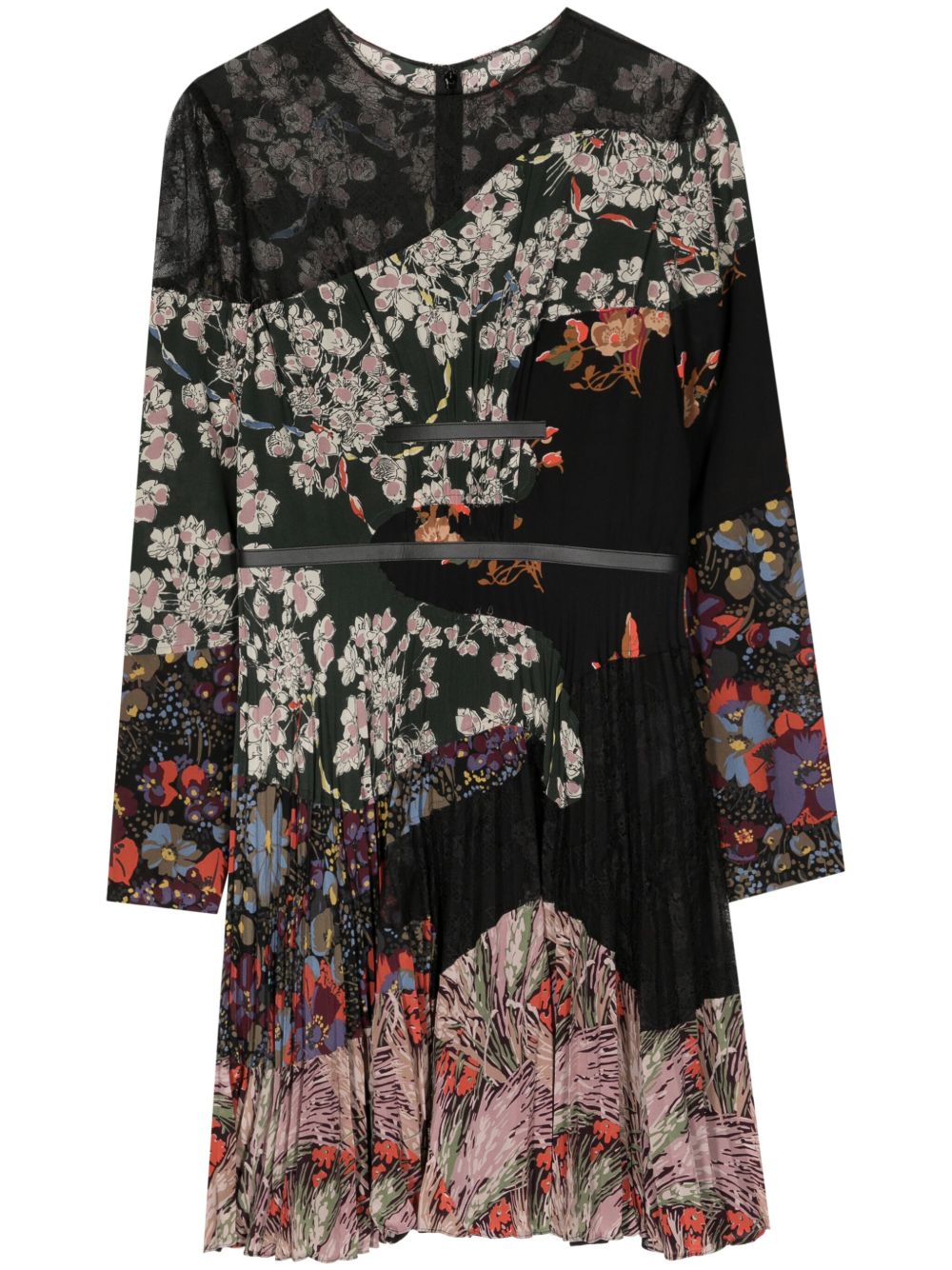 Valentino Garavani Pre-Owned 花卉印花真丝连衣裙（2010年典藏款） - 黑色