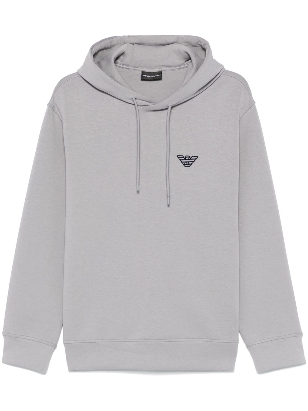 Emporio Armani 植绒logo连帽衫 - 灰色