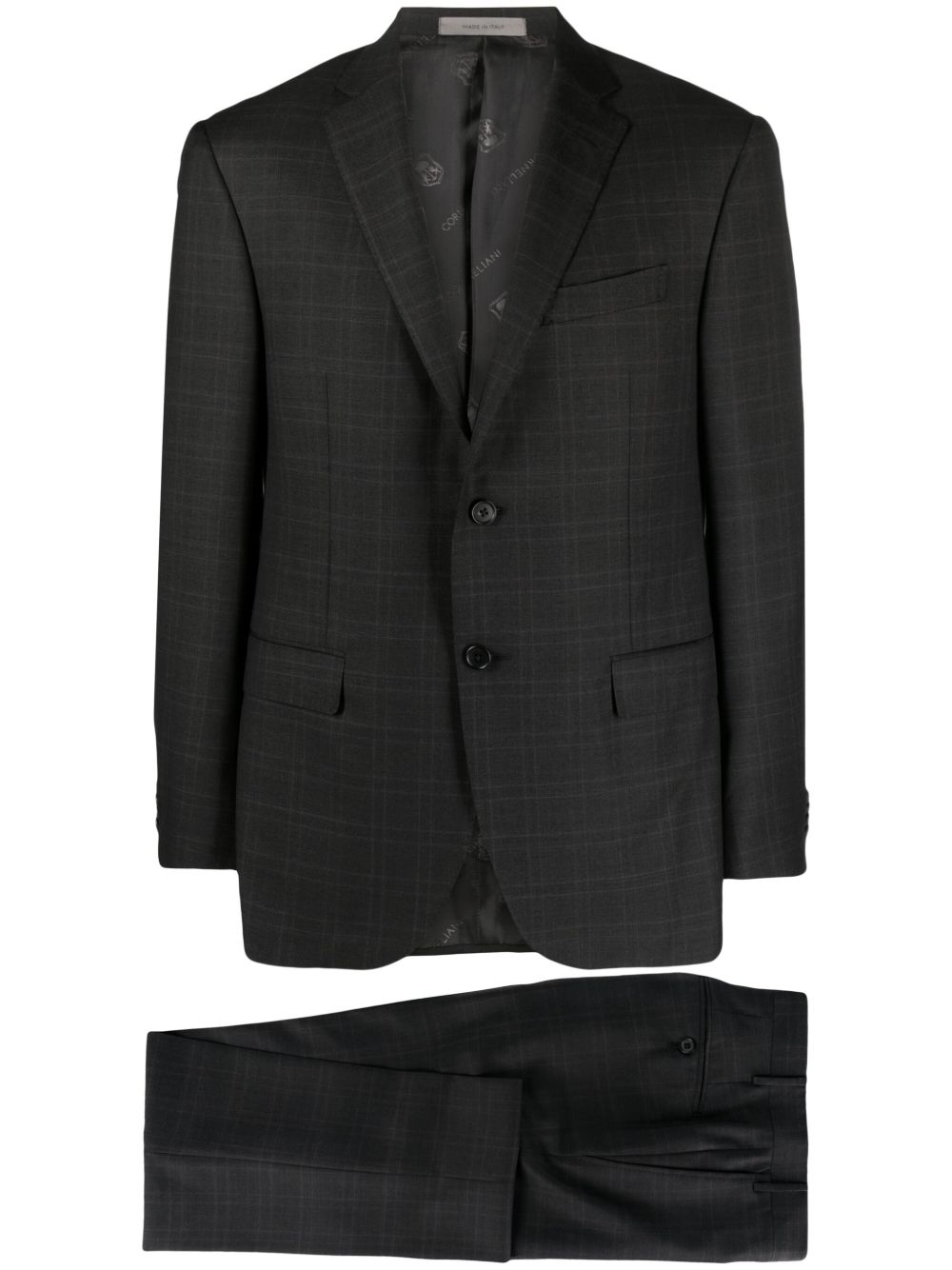 Corneliani 格纹单排扣西装套装 - 灰色