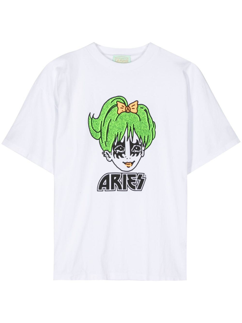 Aries logo印花棉T恤 - 白色