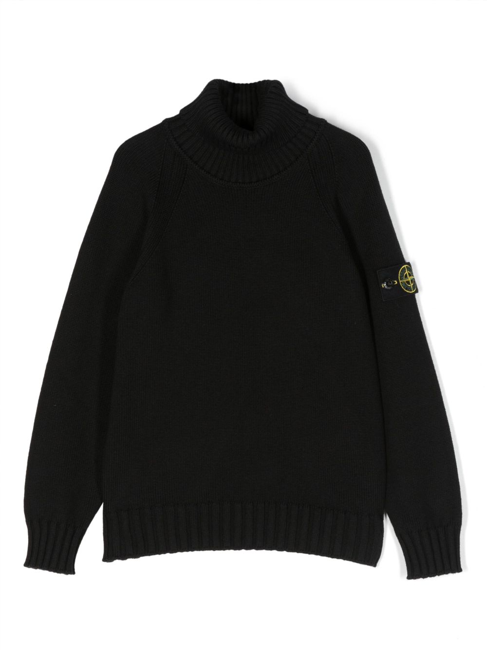 Stone Island Junior 高领针织毛衣 - 黑色
