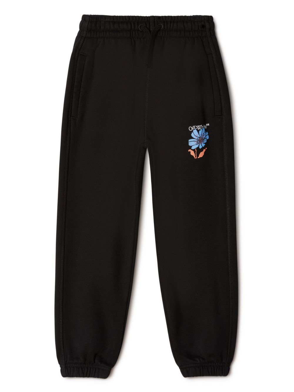 Off-White Kids Logo Flowers 棉运动裤 - 黑色