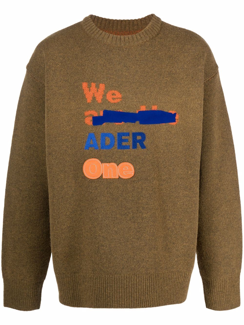 Ader Error logo刺绣针织毛衣 - 褐色