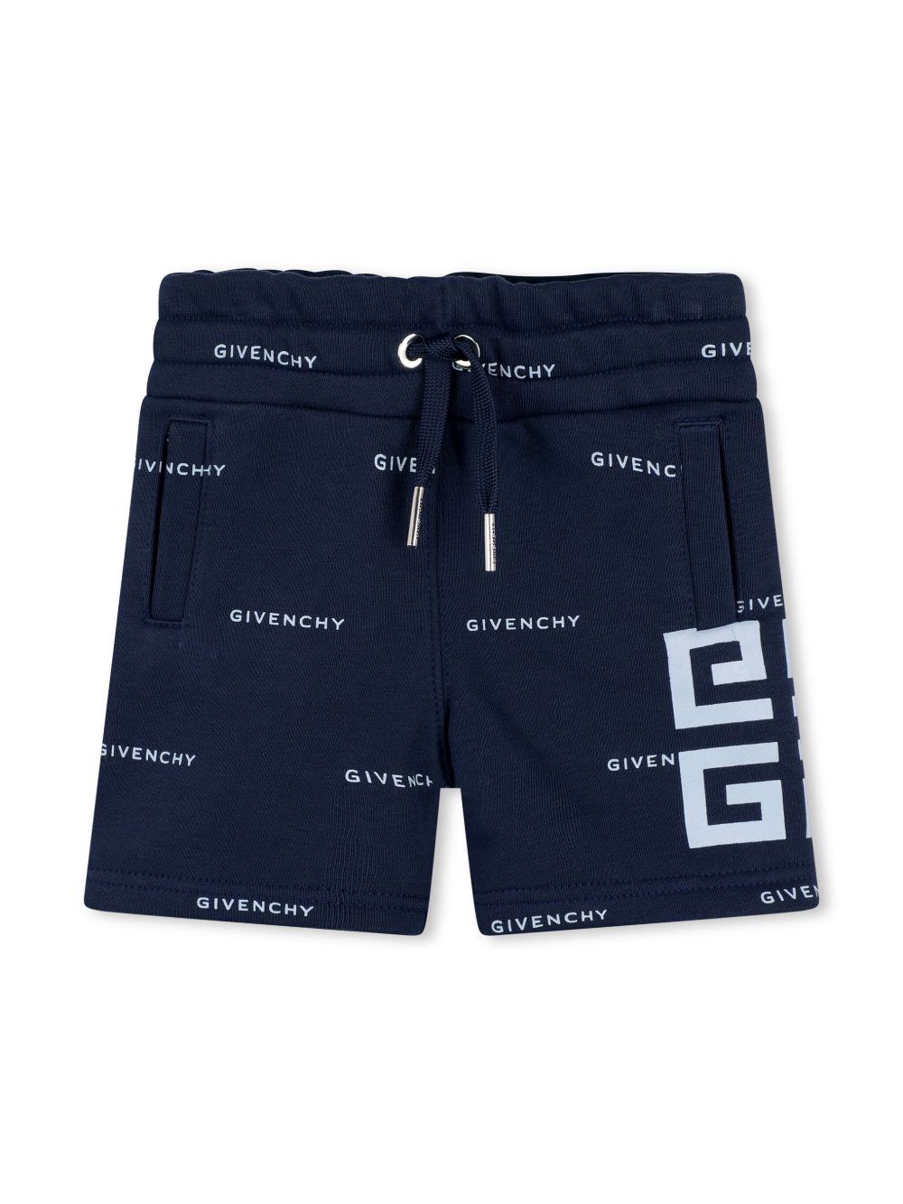Givenchy Kids logo印花百慕大短裤 - 蓝色