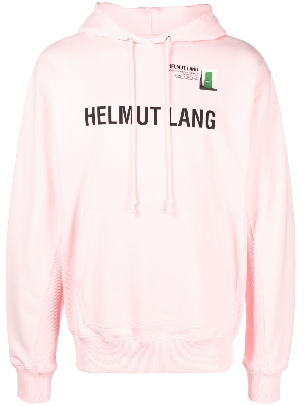 Helmut Lang logo印花棉连帽衫 - 粉色