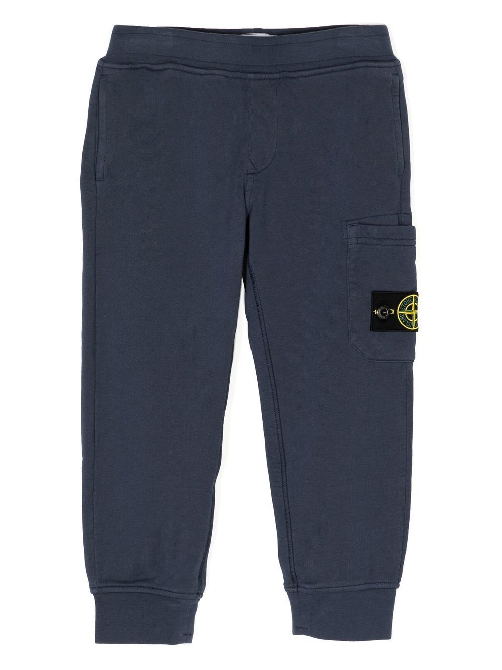 Stone Island Junior 标贴细节侧饰长裤 - 蓝色