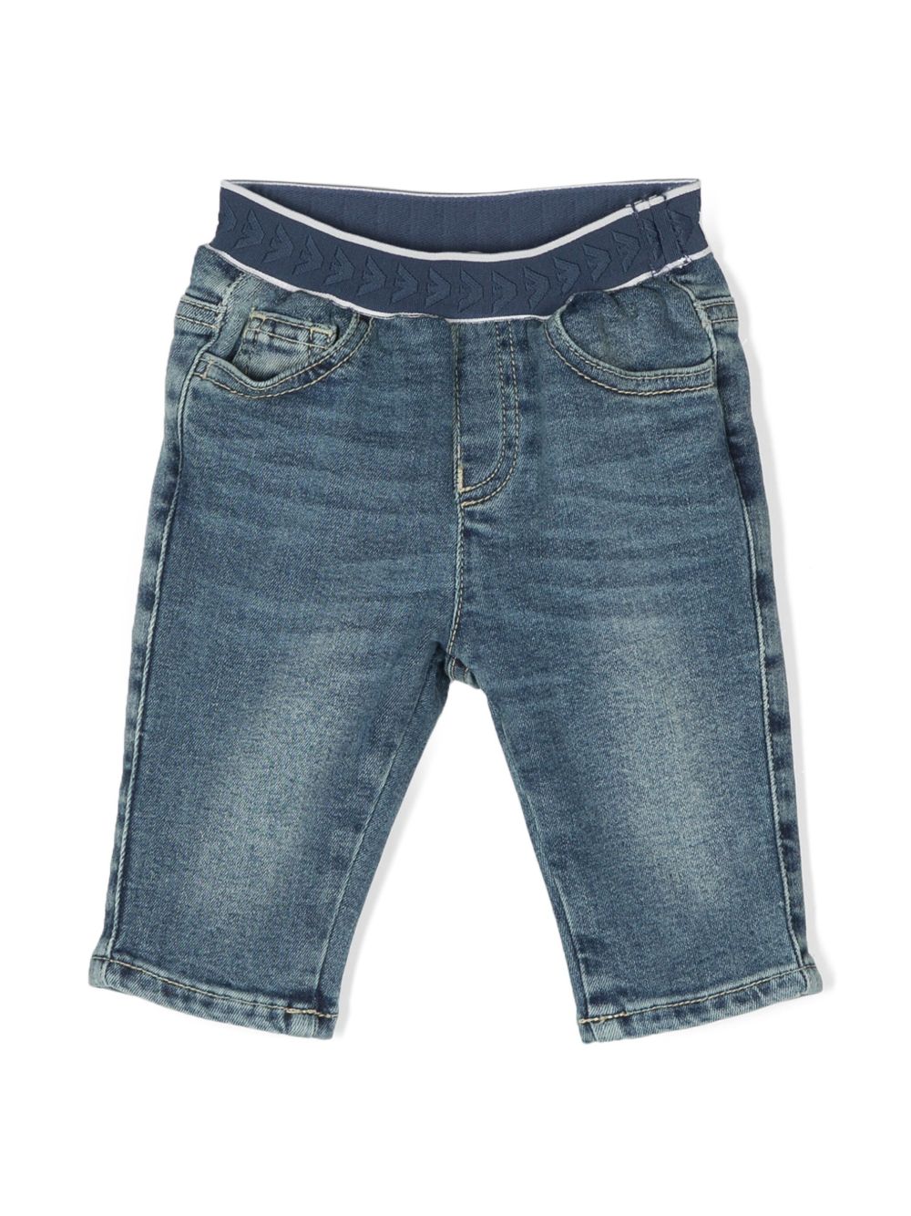 Emporio Armani Kids 中腰锥形牛仔裤 - 蓝色