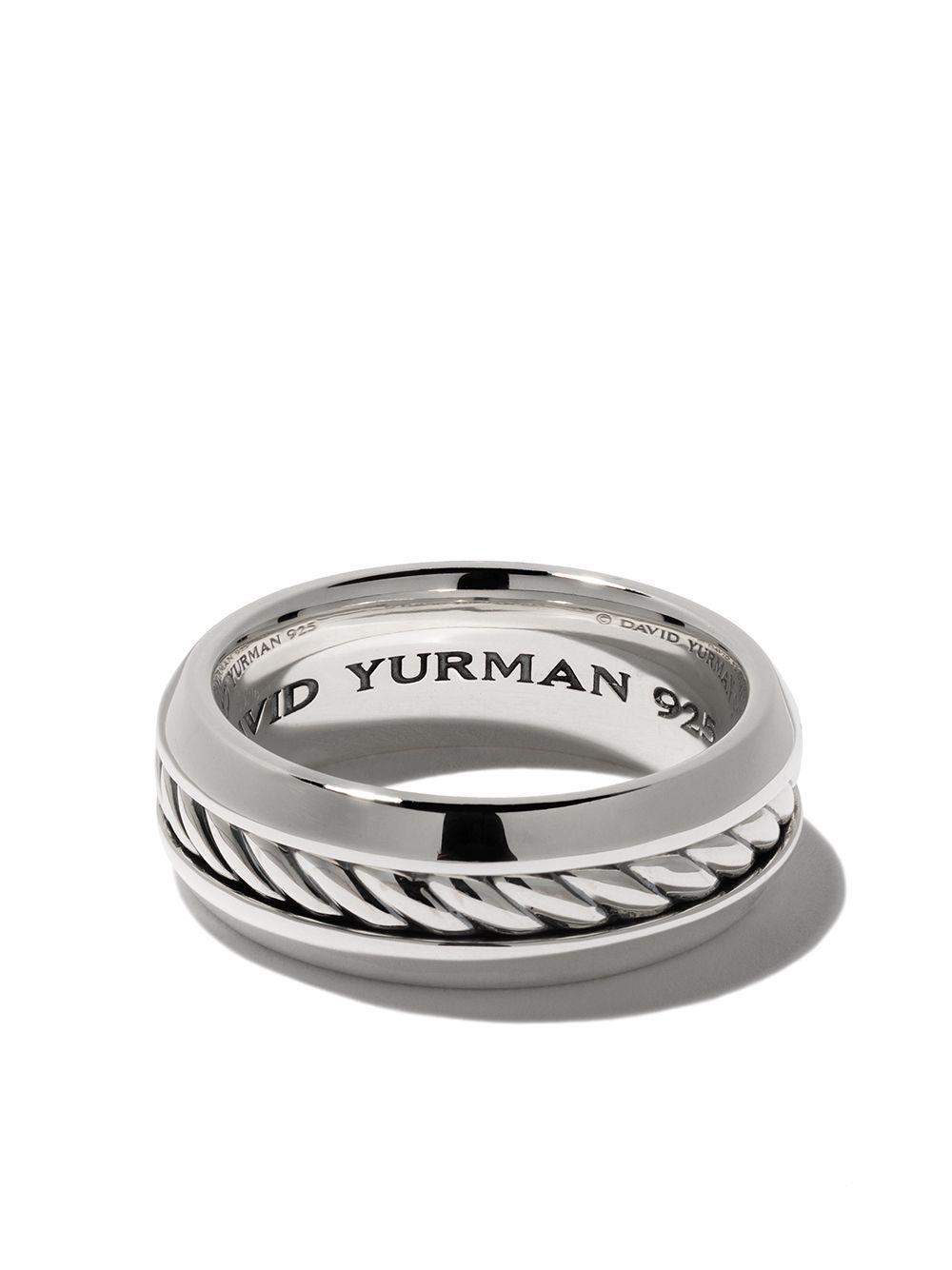David Yurman 纯银 Cable Inset 指环戒指 - 银色