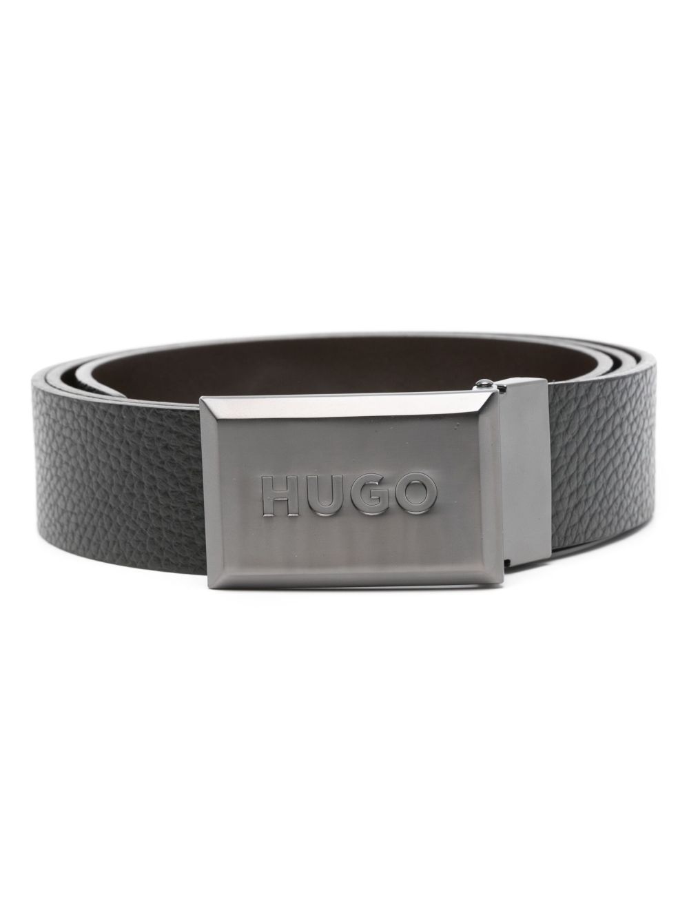 HUGO logo扣环腰带 - 黑色
