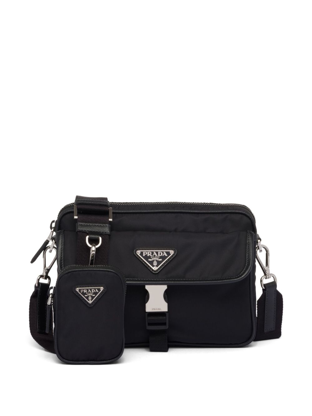 Prada Re-Nylon 小袋细节斜挎包 - 黑色