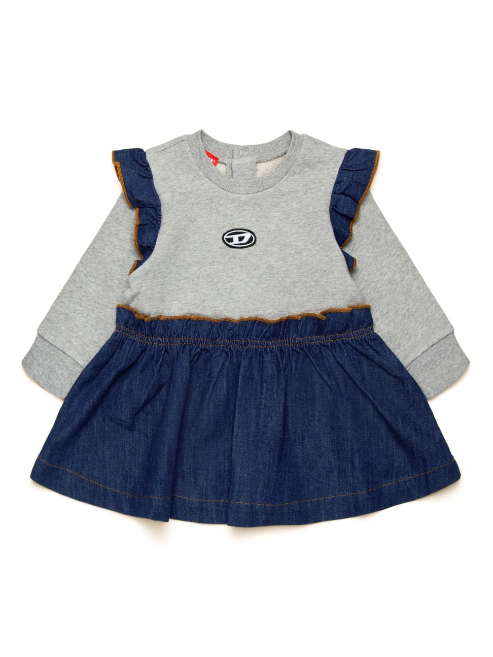 Diesel Kids logo刺绣牛仔连衣裙 - 蓝色