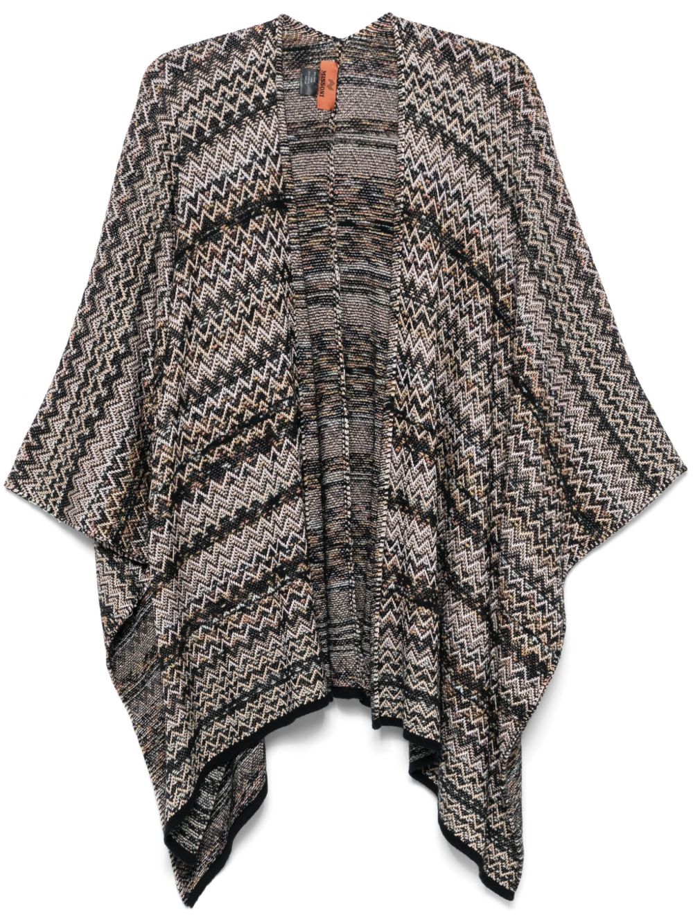 Missoni Z字形图案编织斗篷 - 黑色