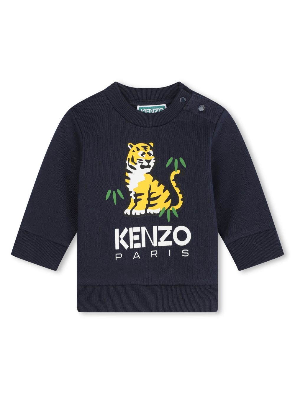 Kenzo Kids 老虎纹棉卫衣 - 蓝色