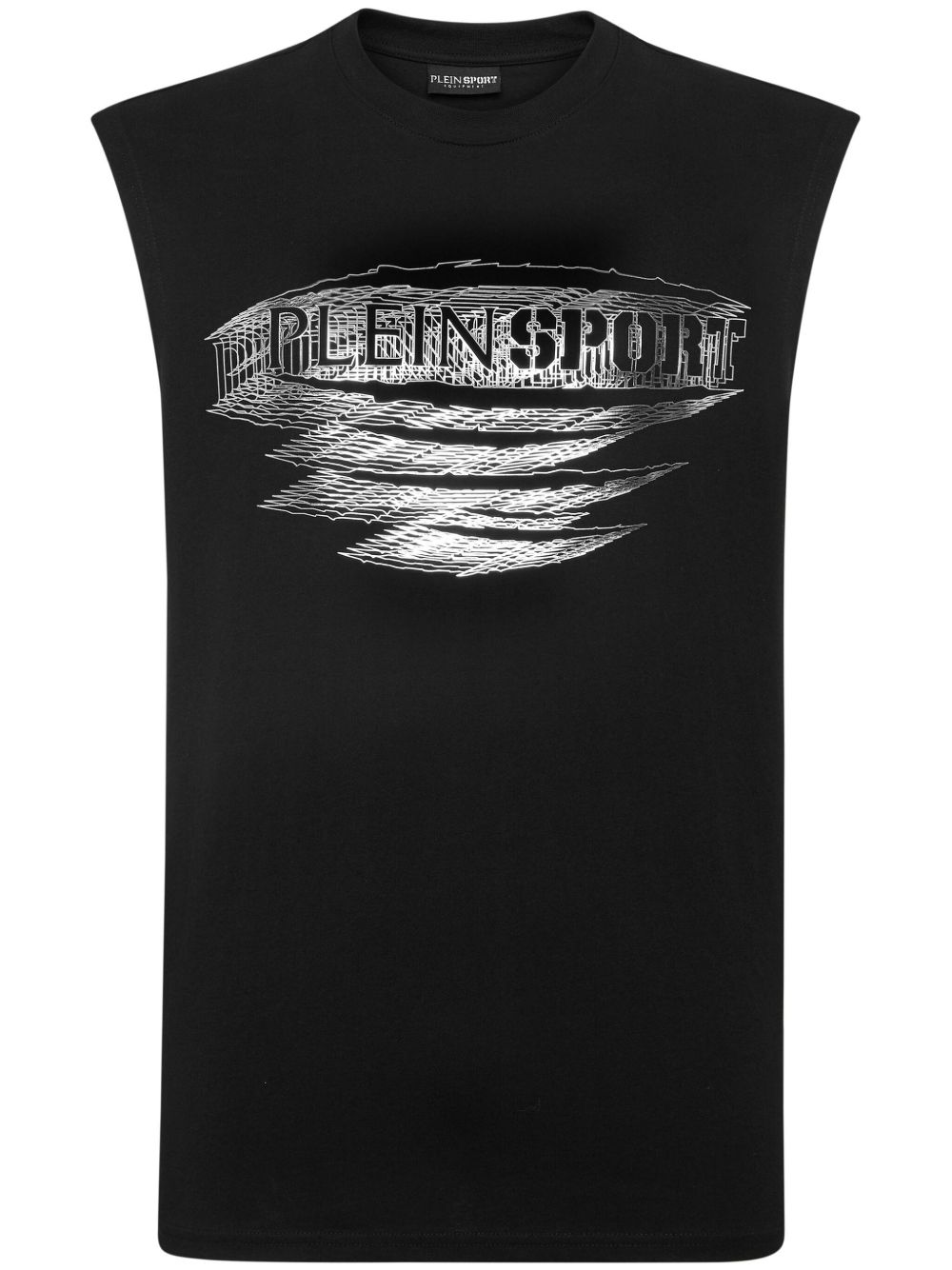 Plein Sport logo印花无袖T恤 - 黑色