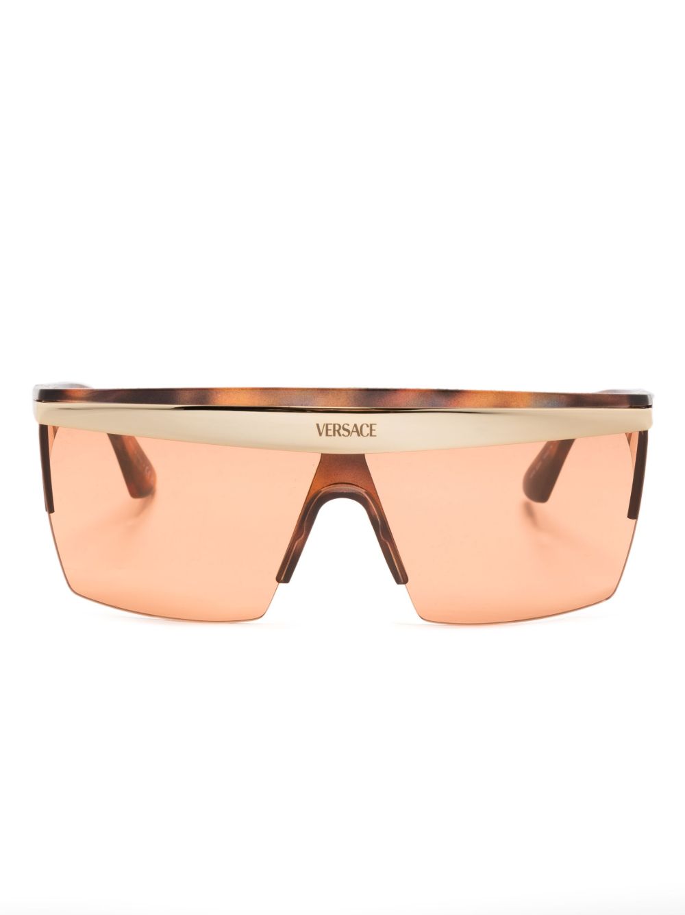 Versace Eyewear 超大框盾形太阳眼镜 - 褐色