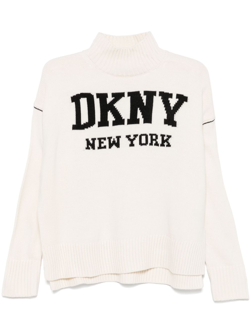 DKNY logo嵌花毛衣 - 白色