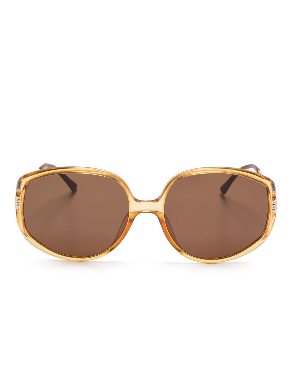 Christian Dior Pre-Owned 椭圆形框太阳眼镜（典藏款） - 褐色