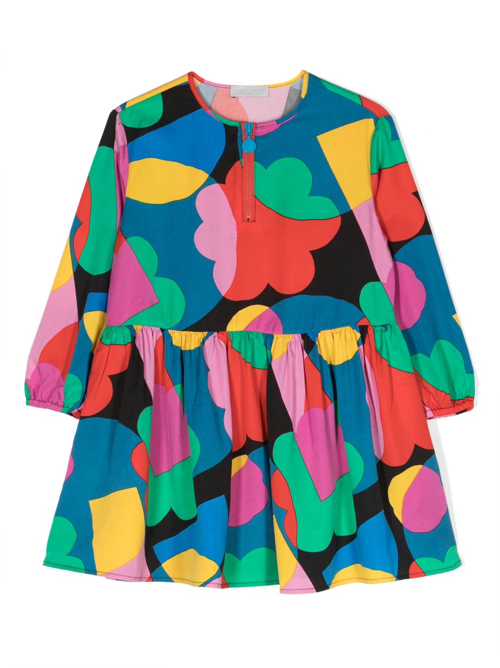 Stella McCartney Kids 抽象印花伞形连衣裙 - 蓝色