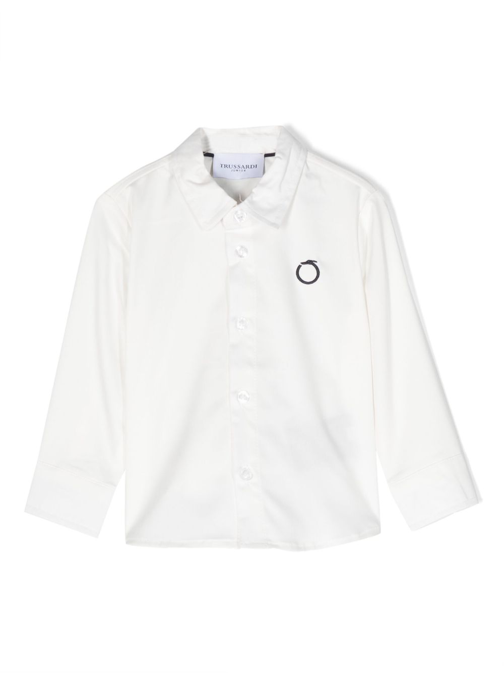 TRUSSARDI JUNIOR logo刺绣棉衬衫 - 白色