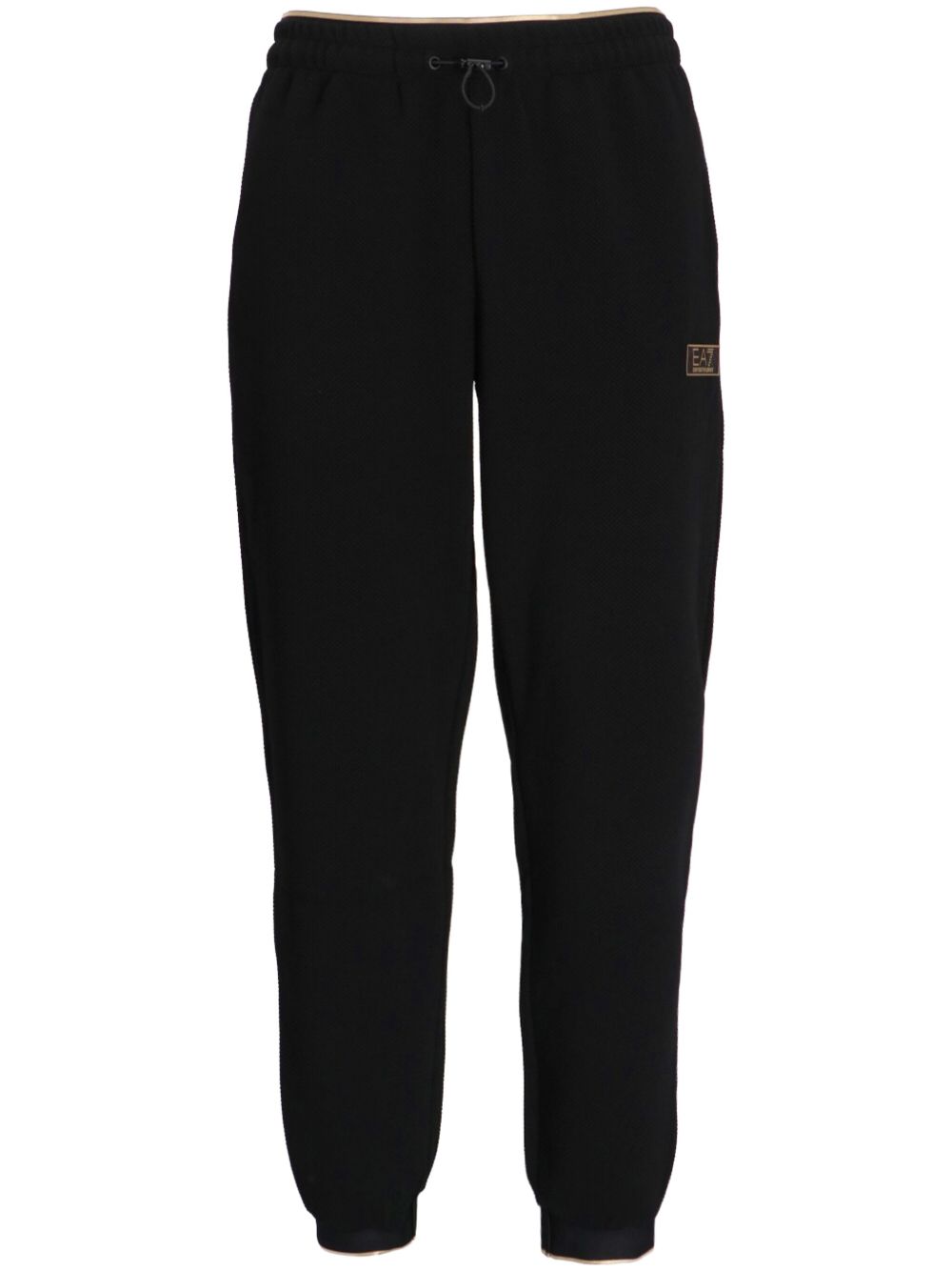 Ea7 Emporio Armani logo贴花珠地布运动裤 - 黑色