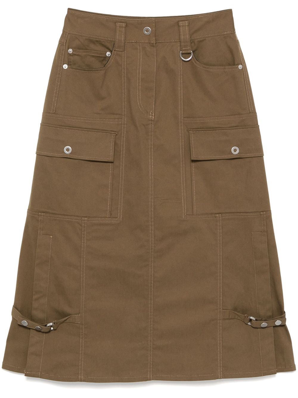 3.1 Phillip Lim 装饰性纽扣直筒半身裙 - 褐色