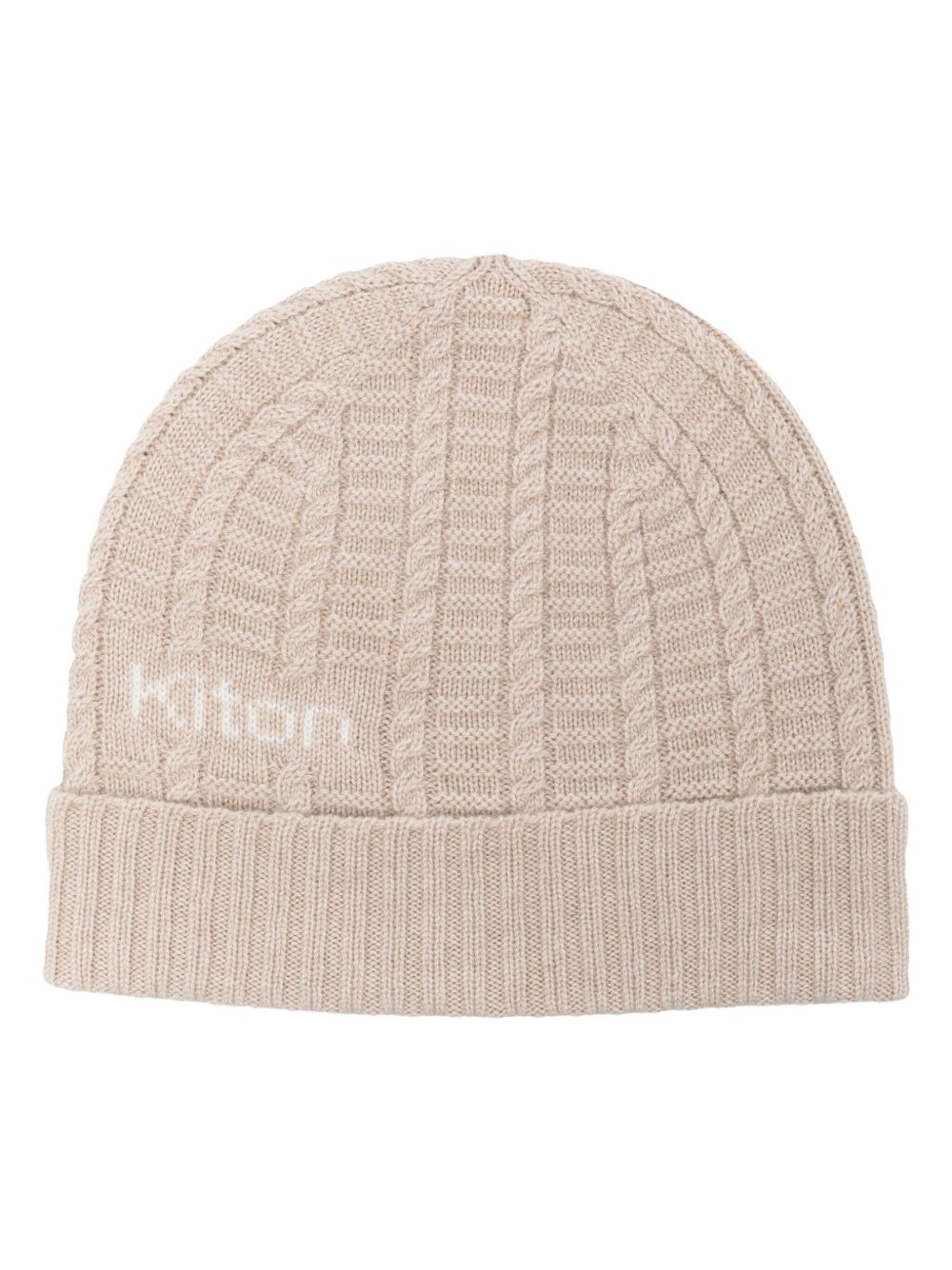Kiton logo嵌花羊绒套头帽 - 中性色