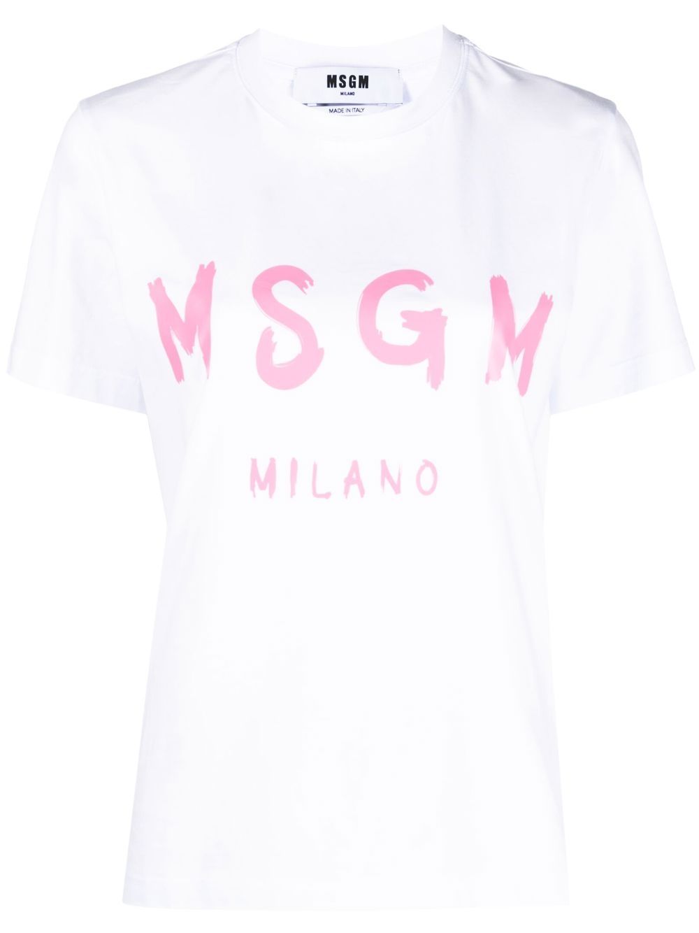 MSGM logo印花棉T恤 - 白色