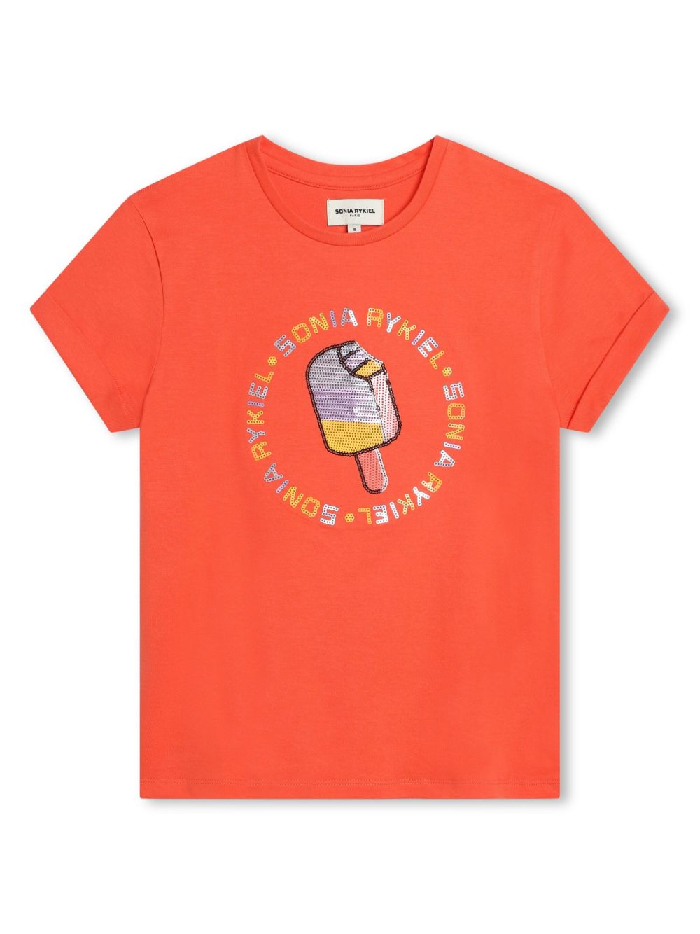 SONIA RYKIEL ENFANT logo缀饰棉T恤 - 橘色