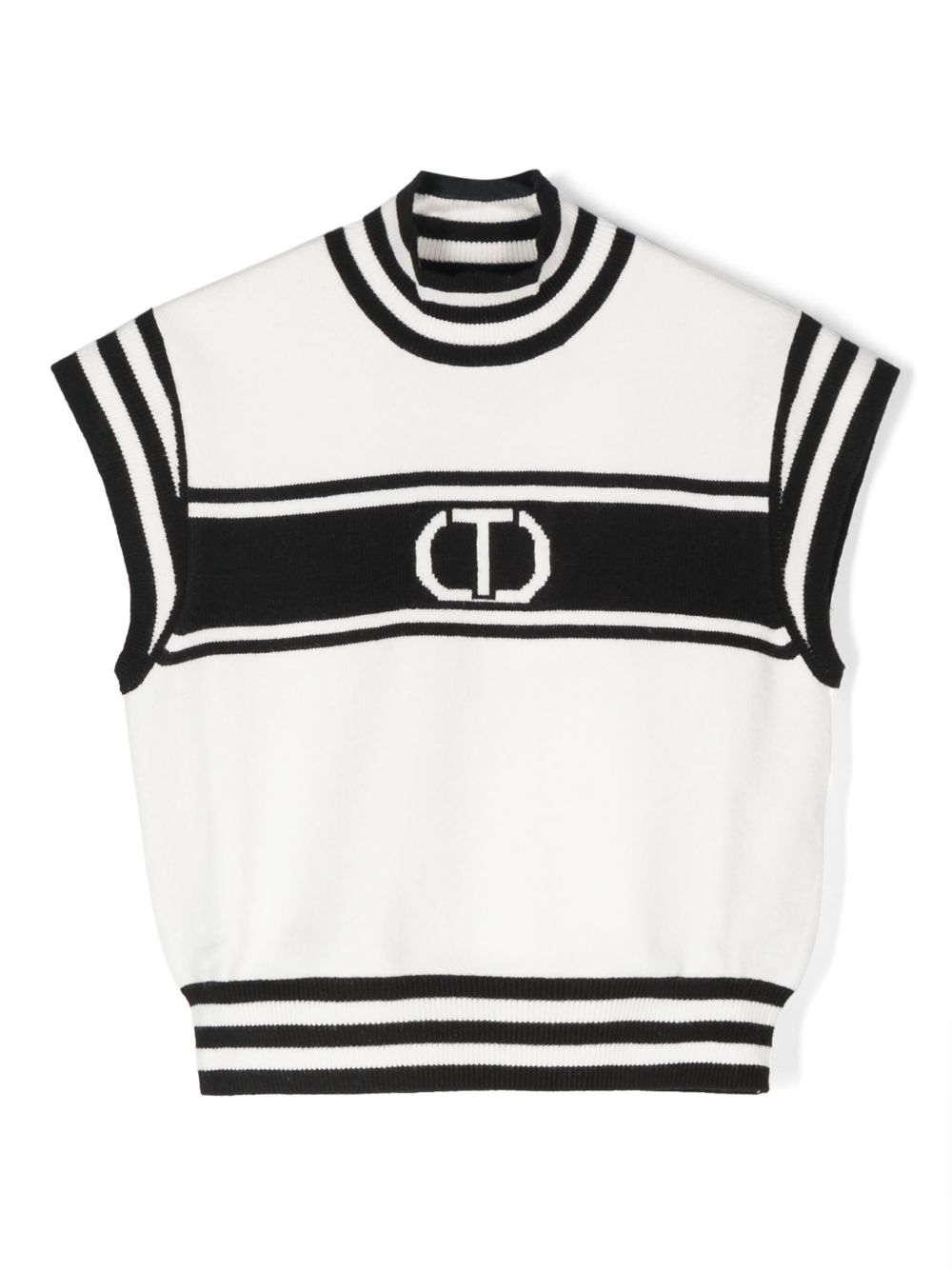 TWINSET Kids 嵌花logo无袖上衣 - 白色