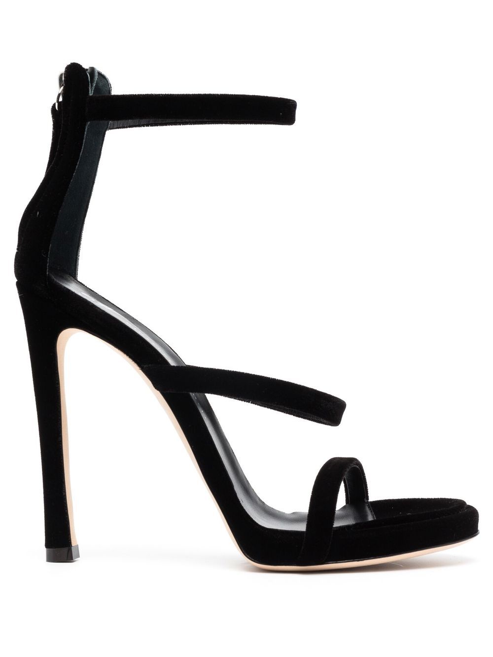 Giuseppe Zanotti 绒面皮袢带高跟凉鞋 - 黑色