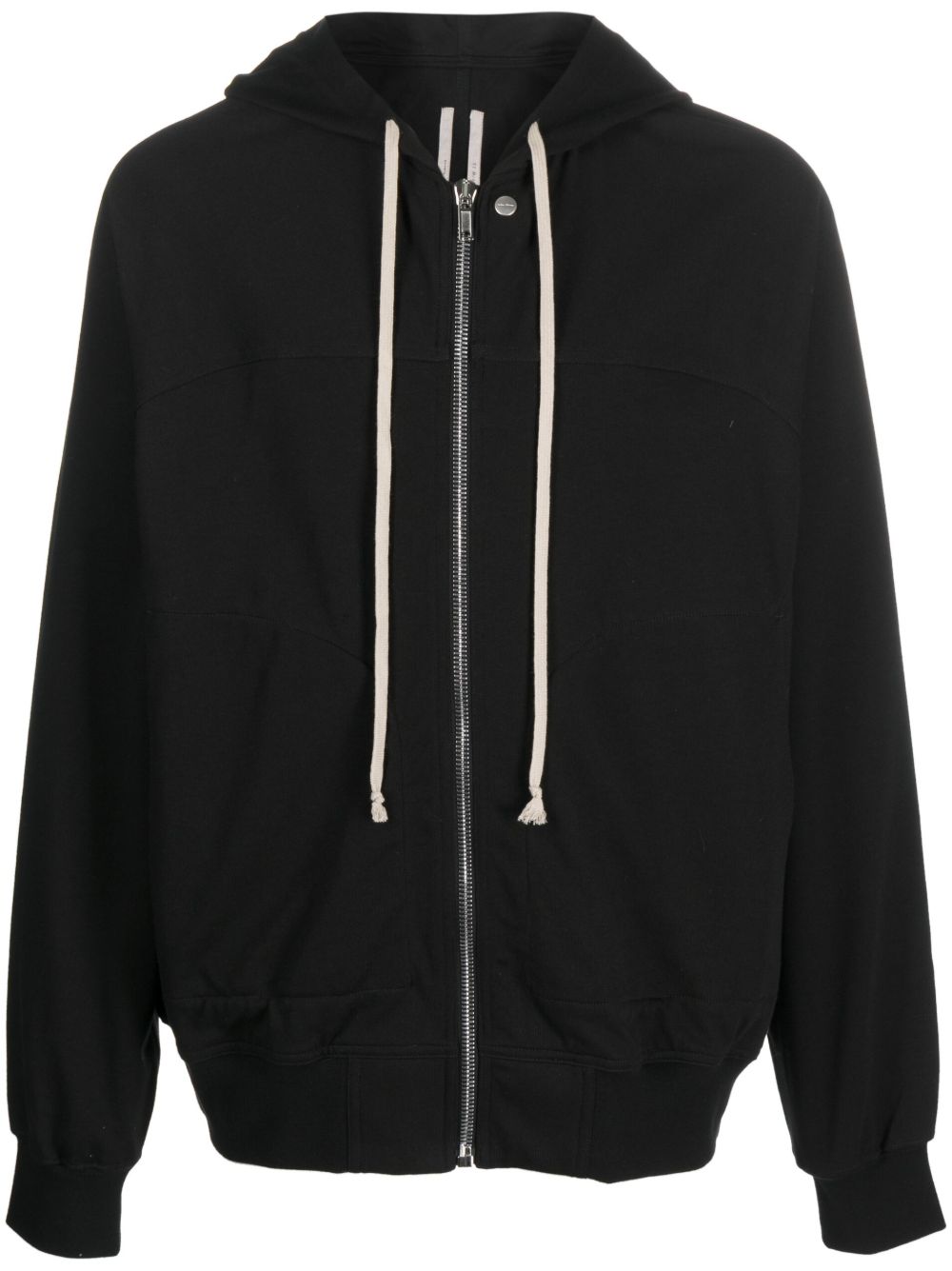 Rick Owens 拉链棉连帽衫 - 黑色