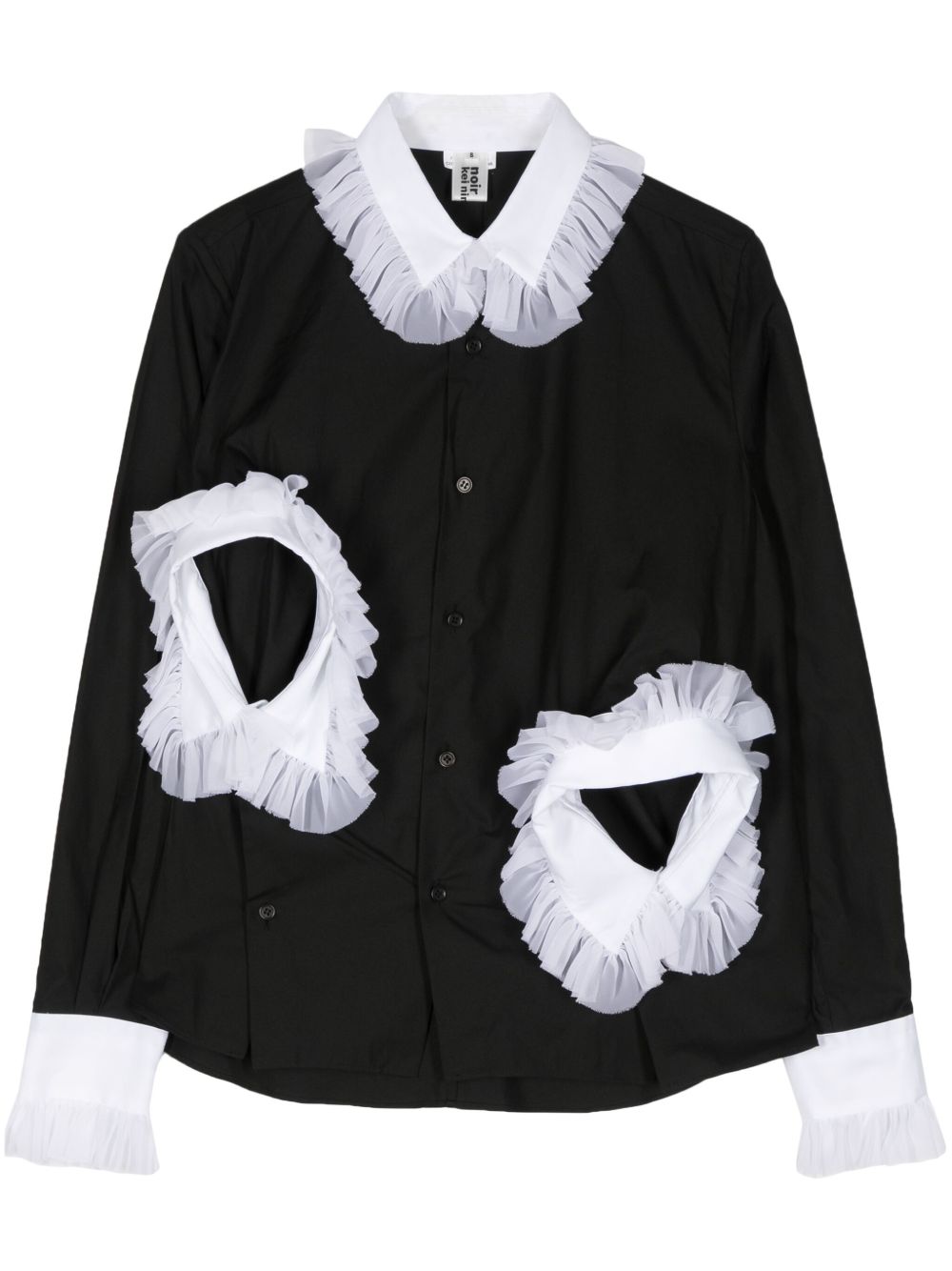 Noir Kei Ninomiya 荷叶边细节棉衬衫 - 黑色