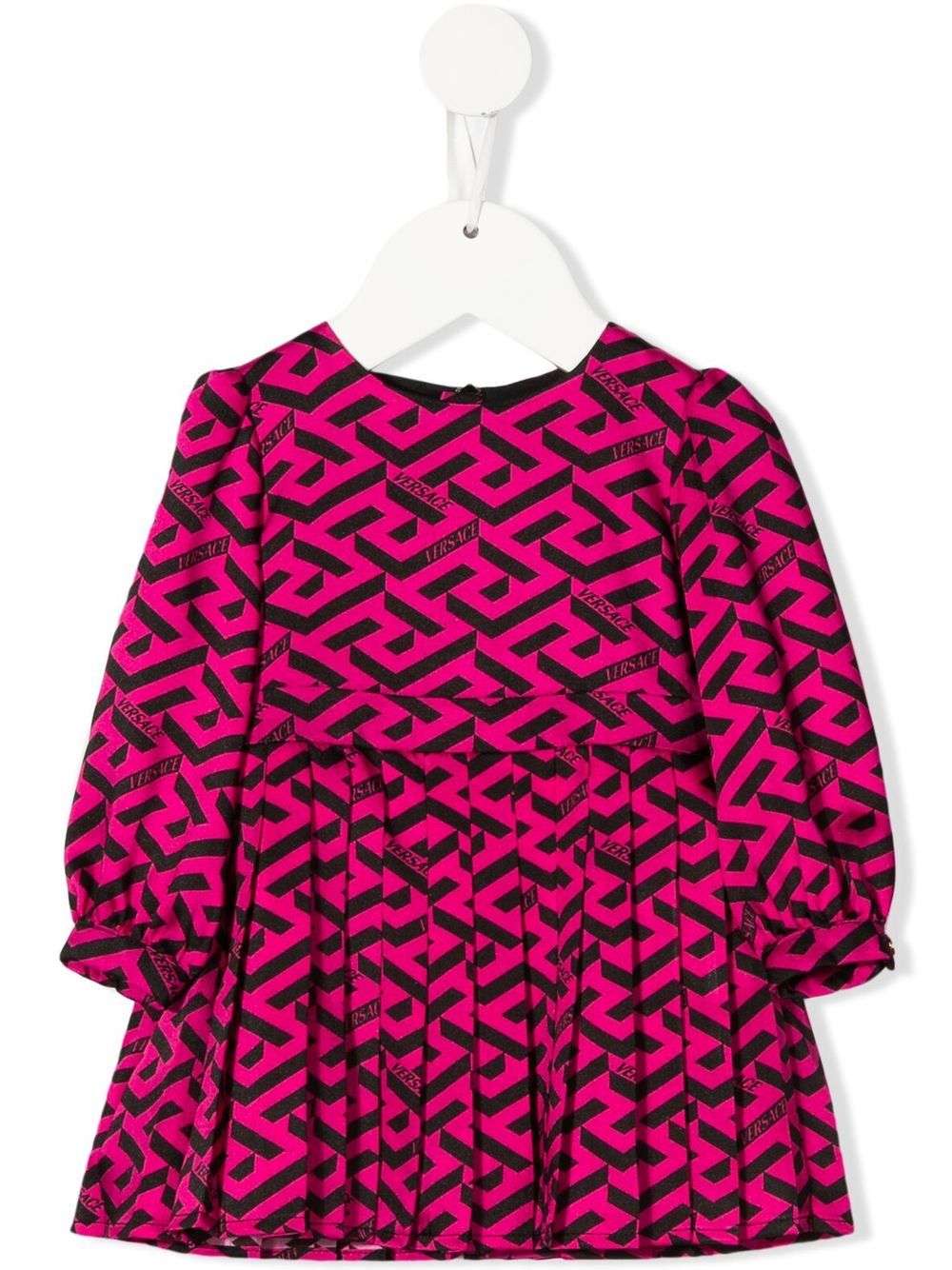 Versace Kids 大面积经典logo图案印花连衣裙 - 黑色
