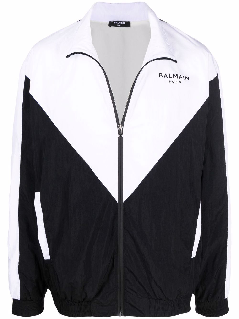 Balmain 巴尔曼 logo印花多折运动夹克 - 黑色