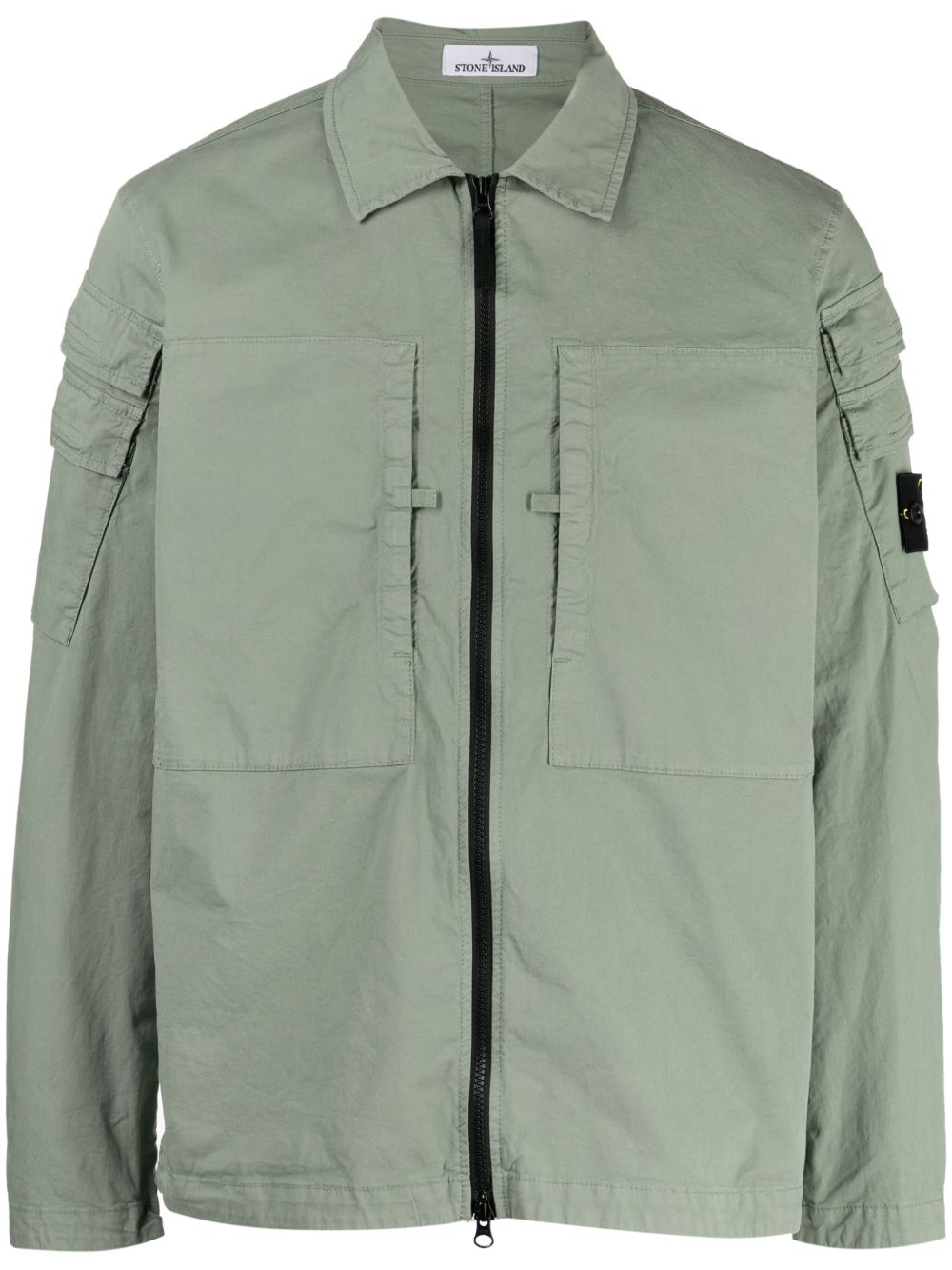 Stone Island 罗盘贴花拉链衬衫式夹克 - 绿色